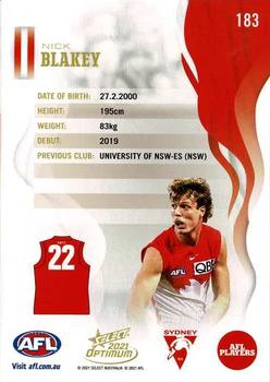 2021 Select Optimum #183 Nick Blakey Back